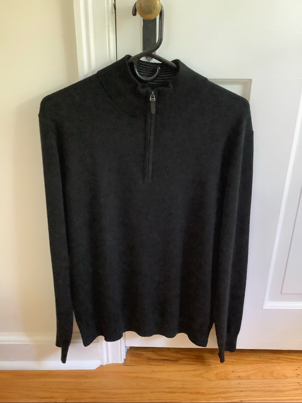 UNTUCK IT Black 1/4 Zip Extra Fine Merino Wool Mock Neck Sweater MEDIUM-MEN